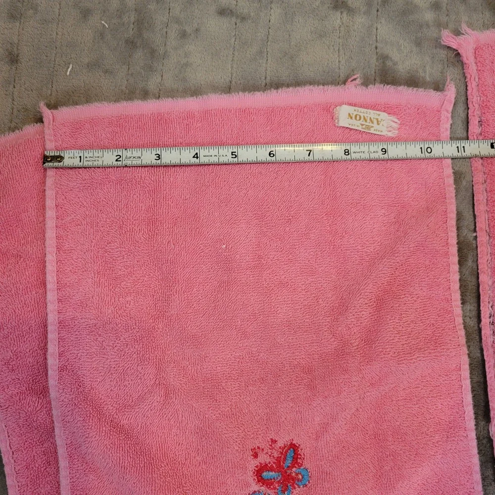 Vintage Cannon Hand Towels Set of 3 Pink Embroidered Owl Butterfly Cat 11x16